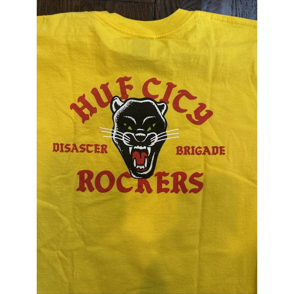 HUF City Rockers Disaster Brigade Panther Tee Medium Yellow Graphic Shirt Rare